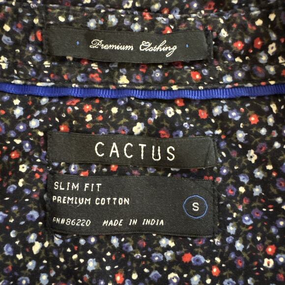 Cactus Man Men's Size S Ricky Singh Slim Fit Shirt Blue Red Floral Button Up - Picture 3 of 5